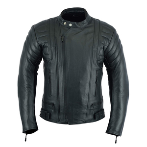 Blouson aviateur moto d'hiver décontracté pour hommes tailles personnalisables fermeture éclair en fausse peau de mouton sans col style motard hiver - Product Image 1
