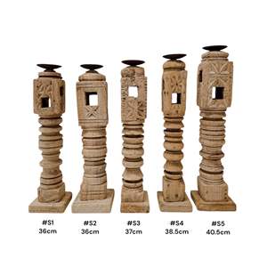 Vintage Indian Handmade Carved <b>Candle</b> Stand-Various Styles Home Decor 100% Natural Pillar <b>Candles</b> - Product Image 6