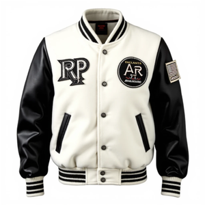 Veste bomber en cuir et laine en gros d'usine, unisexe, OEM ODM, haute qualité, printemps, imperméable, coupe-vent, fournisseur - Product Image 2