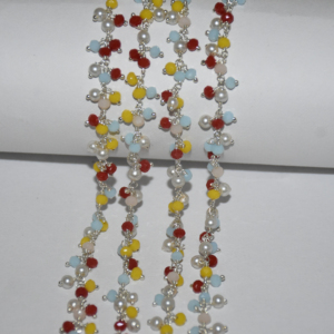 Chaîne de chapelet en perles de verre multicolore plaqué argent, chaîne de perles en fil métallique pour la fabrication de bracelets de bijoux, trouver - Product Image 6