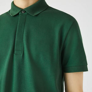 Polo de algodón elástico con logotipo bordado personalizado, camisa de ajuste Regular con bandera verde, piqué con solapa de botón oculto y Rib, 100% - Product Image 5