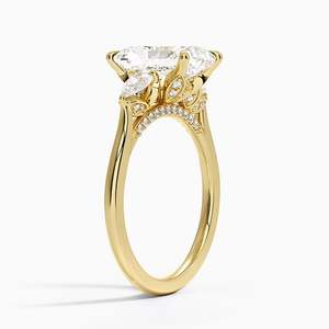 Bague de fiançailles en or 14K/18K avec trois diamants de laboratoire taille radiant et accent de diamant poire/rond pour femme, bijoux de luxe pour mariage - Product Image 2