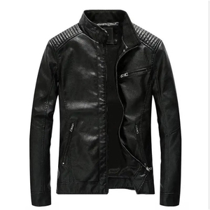 Último estilo al por mayor a prueba de viento hombres chaqueta de cuero superventas Stand Collar chaquetas de cuero de los hombres - Product Image 4