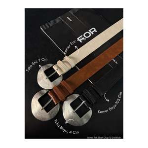 Juego de 3 cinturones de mujer con hebilla ovalada de piel sintética para pantalón, chaqueta, camisa y vestido - Negro-Tan-Beige-Negro - Product Image 1
