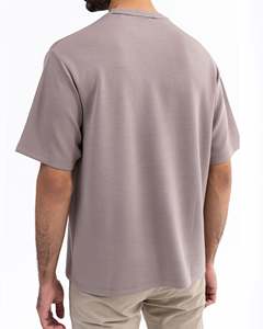 Camiseta de algodón 100% con cuello redondo personalizada de alta calidad de peso pesado, Camiseta de algodón de gran tamaño con logotipo personalizado para hombres de alta calidad - Product Image 5