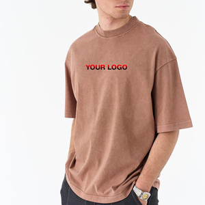 Alta calidad 100% hombro caído Oversize ácido lavado Logo estilo Casual camiseta personalizada DTG impreso Logo transpirable hombres camisetas - Product Image 1
