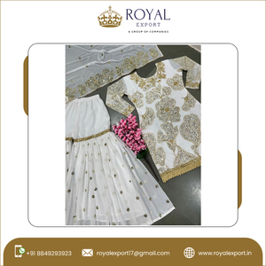 Ropa de fiesta étnica, atuendo de estilo Palazzo y Dupatta, con Secuencia de bordado pesado, funciona con tamaño libre, Anarkali - Product Image 2