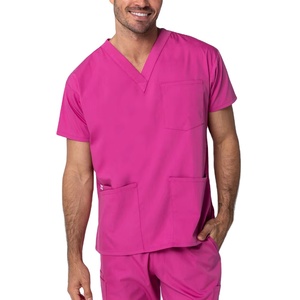 Tenues médicales pour hommes très demandées : Ensemble de blouses d'infirmier à col montant et manches courtes en promotion - Product Image 1