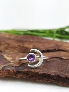 Plata de Ley 925 sólida, amatista Natural, cabujón, piedra preciosa, anillo hecho a mano, joyería de plata de ley 925, anillo estampado, joyería - Product Image 4