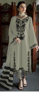 Nouvelle Georgette lourde pakistanaise avec broderie Kurtis avec coton extensible Pent et Organza Designer Print Dupatta - Product Image 3