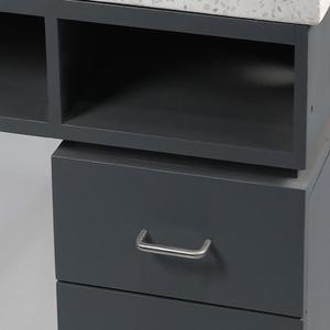 Muebles modernos personalizados gris oscuro terrazo gabinete de mesa patas de metal en forma de U escritorio mixto con almacenamiento abierto y cajón - Product Image 5