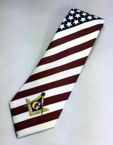Cravates en polyester avec drapeau américain maçonnique - Product Image 1