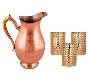 Venta más caliente jarra de cobre personalizada 100% jarra de diseño elegante de cobre jarra de agua India cocina y mesa - Product Image 1