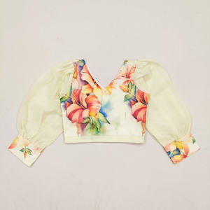 Conjunto de Lehenga Choli Shoryam con Estampado Floral Digital, Blusa de Manga Abullonada y Dupatta, Secado Rápido, para Niñas de 2 a 8 Años, Estilo Étnico - Product Image 3