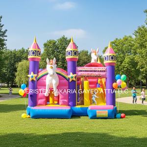 Centro de juegos inflable de PVC de calidad comercial con temática de caballo arcoíris, casa inflable para niños con tobogán para parque de atracciones - Product Image 4