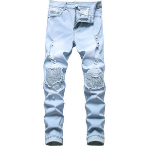 Hot Selling Plus Size Men's Distress Ripped <b>Jeans</b> Breathable Eco-Friendly Custom Made Straight Fit Casual Street Wear - Product Image 1