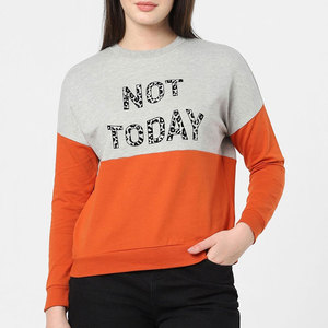 Top vente vierge qualité polaire surdimensionné OEM taille réelle impression personnalisée Logo col rond petite quantité minimale de commande femmes sweats - Product Image 1