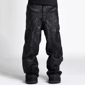 Pantalones de Cuero de Alta Calidad, Estilo Motero, Textura Suave, Costuras Resistentes, Esenciales para un Look Casual y Formal, a la Moda - Product Image 1
