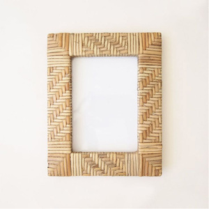 Serene <b>Rustic</b> Charm Handcrafted Wooden & Rattan Woven <b>Frames</b> for a Naturally Elegant and Warm Home Atmosphere - Product Image 4