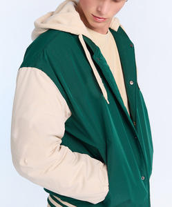 Veste de baseball varsity safari pour homme de haute qualité, col montant, hiver, logo personnalisé brodé, OEM - Product Image 3