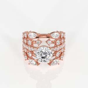 Anillo de Oro de 18K Estilo Vintage con Incrustaciones de Diamantes Cultivados en Laboratorio con Corte Marquesa Portugués, Anillo de Cóctel Clásico para Fiestas, Oro de 10K - Product Image 6