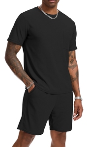 Vêtements de sport en bambou personnalisés de haute qualité pour hommes Hauts décontractés d'été écologiques et ensembles de vêtements de sport pour la course à pied - Product Image 2