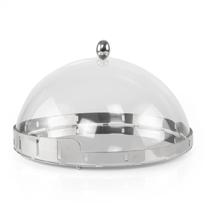 La décoration de gâteau au design martelé plaqué argent de forme ronde utilise un support à gâteau à vendre support à gâteau à bas prix avec dôme en verre - Product Image 5