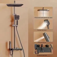 Ensemble de robinetterie de douche thermostatique en laiton de haute qualité avec barre coulissante, jets de pluie doux, de massage et de pulvérisation, pour usage hôtelier