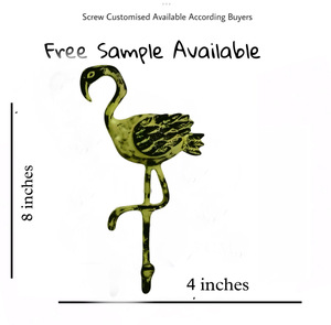 ที่แขวนพวงกุญแจหมวกเสื้อโค้ทเหล็กหล่อทำด้วยมือตะขอแขวนติดผนังรูปนกฟลามิงโก้สีเหลืองมะนาว - Product Image 2