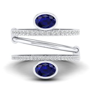 Anillo de Zafiro Azul Clásico REYES en Plata de Ley 925 con Certificado GRA, Anillos de Compromiso y Declaración con Moissanita para Mujer - Product Image 5