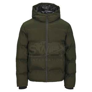 แจ็กเก็ตฤดูหนาวแบบฟองผ้าโพลีเอสเตอร์ผิวด้านสไตล์ลำลองสำหรับผู้ชายสีพื้นขายดีเสื้อแจ็กเก็ตกันหนาวมีซิป - Product Image 1