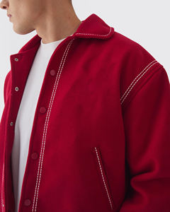 High Street Coated Leather Sleeve Stand Collar Waterproof Body Winter Jacket Men High Quality 2 Tone Varsity Jackets Front - Product Image 6