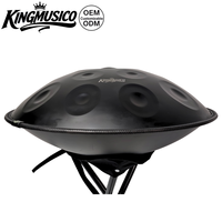 Kingmusico Handpan 12 notes en acier inoxydable noir 430, 60x60x35cm, PPY-12B, Tambour à main, Instrument de musique personnalisé ODM OEM