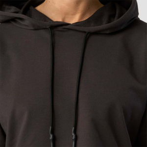 Sudadera Corta Personalizada al por Mayor, Sudadera Lisa Marrón para Mujer, Sudadera de Felpa Suave de Algodón, Sudadera Corta con Capucha para Mujer - Product Image 4