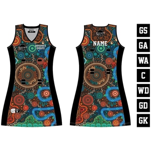 Spandex/algodón vestido de netball de aspecto atractivo nuevo diseño personalizado Azul Rojo sublimado mono de talla grande mujeres adultas A-Line - Product Image 3