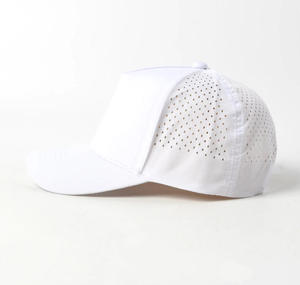 <b>Waterproof</b> Custom Rubber Patch Logo 5 Panel Golf Trucker Hat Laser Cut Unisex Breathable High Quality Hole Perforated Sports <b>Cap</b> - Product Image 5