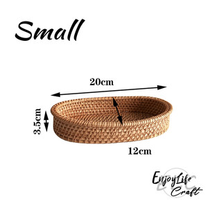 Panier de rangement ovale tissé en rotin, panier de rangement pour bonbons, fruits, pain, noix, cadeaux de pendaison de crémaillère - Product Image 2