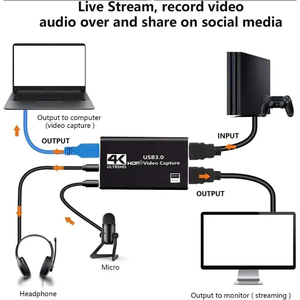 Adaptador de Tarjeta de Captura de Audio y Video USB 3.0 de Aleación de Aluminio 4K, Compatible con Windows, Mac, Linux, Android, Xbox, Juegos en Vivo a 1080p - Product Image 6