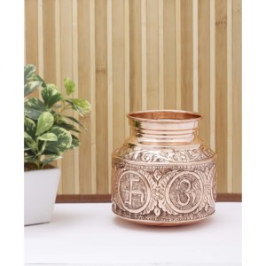 Lámpara de Aceite Espiritual Lota de Cobre Puro Hecha a Mano con Diseño Om Swasthik Shree y Accesorio para Puja - Product Image 1