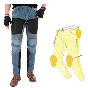 Pantalones Vaqueros de Motociclista con Protección Blindada para Hombre, Color Azul Denim, con Protección Extraíble en Rodillas y Cadera - Product Image 2