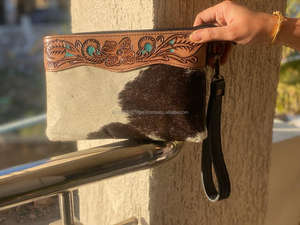 Cartera de mano de cuero con tallado a mano, cartera de mano de cuero genuino, Cartera de cuero occidental, carteras con estilo único para mujer - Product Image 4