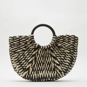Buğday samanı plaj çantası bayanlar yüksek moda çanta el yapımı çanta en iyi hediye fikri yüksek moda toptan Vietnam