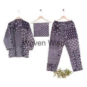 Handcrafted Women's Cotton <b>Plaid</b> <b>Pajama</b> Set Designer Sustainable Fashion Casual Nightwear for Summer Winter Sleepwear India-Bulk - Product Image 5