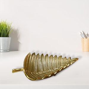 ถาดอลูมิเนียมทรงใบไม้สีทองสำหรับจัดแสดงสินค้าห้องนั่งเล่น - Product Image 4