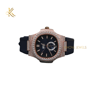 Montre en diamant moissanite 41 mm, cadran carré, fermoir caché, acier inoxydable, élégante, de luxe, pour homme et femme - Product Image 6