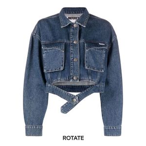 Haute qualité femmes bleu Denim veste Slim Fit manches longues Vintage décontracté mode Logo bouton lavé été - Product Image 5