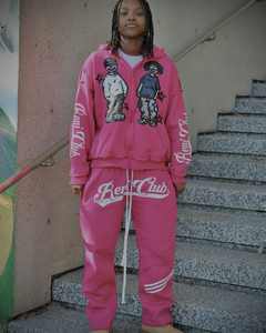 Venta al por mayor de alta calidad 100% algodón cremallera-up Sudadera con capucha para los hombres de impresión de logotipo personalizado antiarrugas moda ropa de calle - Product Image 1