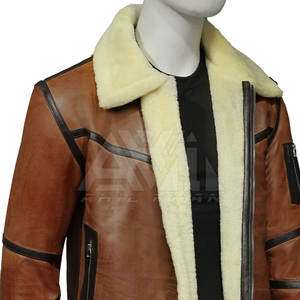 Chaqueta de Cuero con Forro de Piel para Hombre, Abrigo de Cuero con Forro de Piel, Chaqueta de Invierno Cálida para Exteriores, Venta al Por Mayor OEM - Product Image 6
