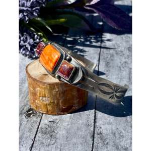 Sheila Tso's Fashion <b>Cuff</b> <b>Bracelet</b> Spiny Oyster & Purple Spiny Sterling <b>Silver</b> - Product Image 4