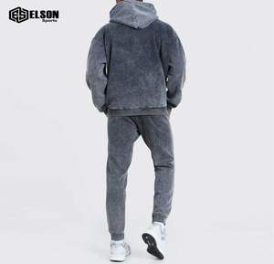 Streetwear coupé et cousu avec logo personnalisé pour hommes pull à capuche évasé pantalon de survêtement délavé à l'acide survêtement vintage - Product Image 2